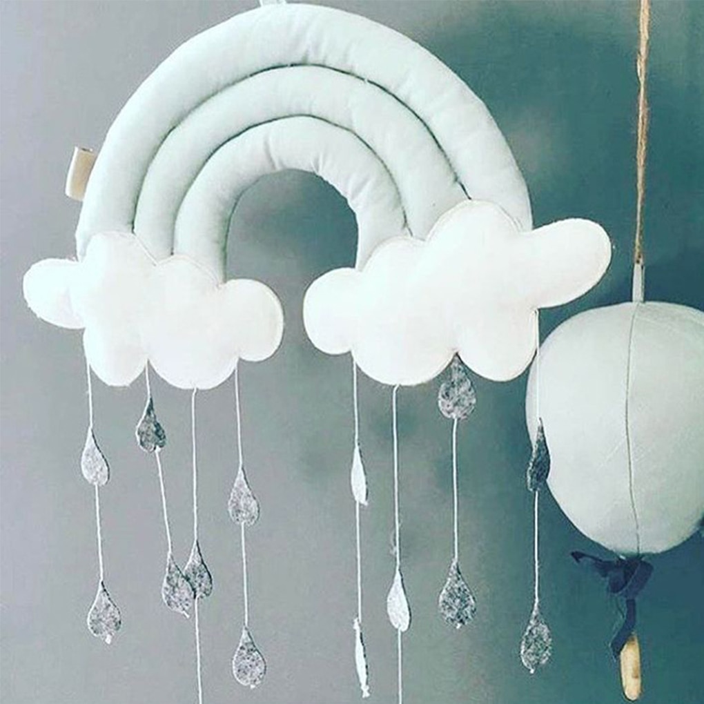 Newborn Cloud Rainbow Raindrop Wall Toys Baby Bed Tent Pendant Crib Hanging Toy Room Ornament Infant Photo Props Accessories